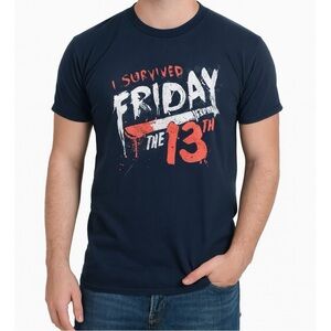 Jerzees Friday 13th The Hill Has Eyes Graphic Logo VTG Vibes Spooky Horror Tee